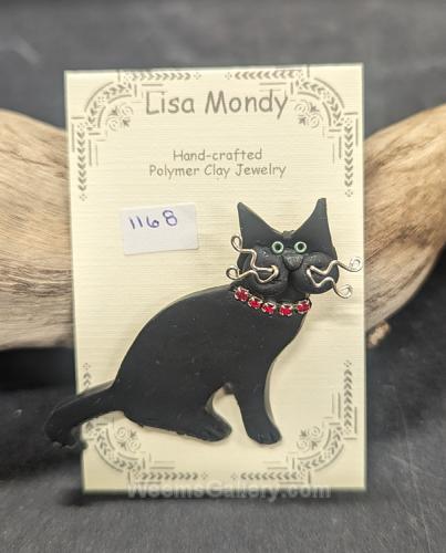 Black thin cat w rhinestones by Lisa Mondy
